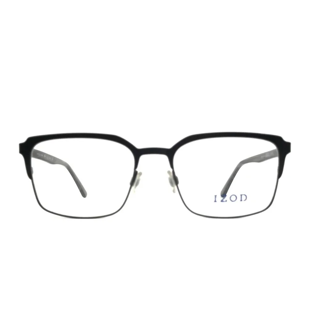 IZOD Eyeglasses Frames IZ2117 BLACK Gray Rectangle Full Rim 54-18-145